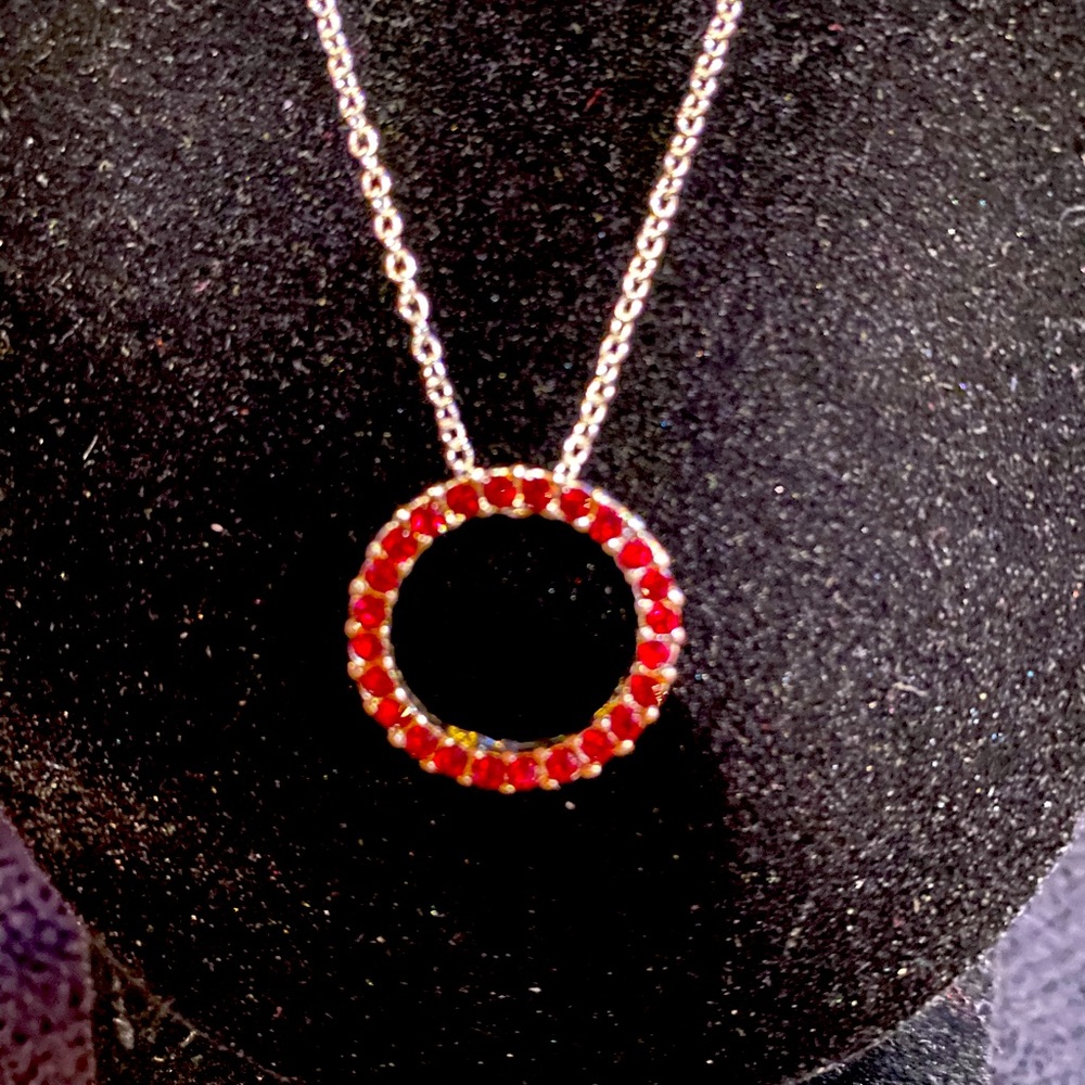 Gorgeous little red hoop necklace